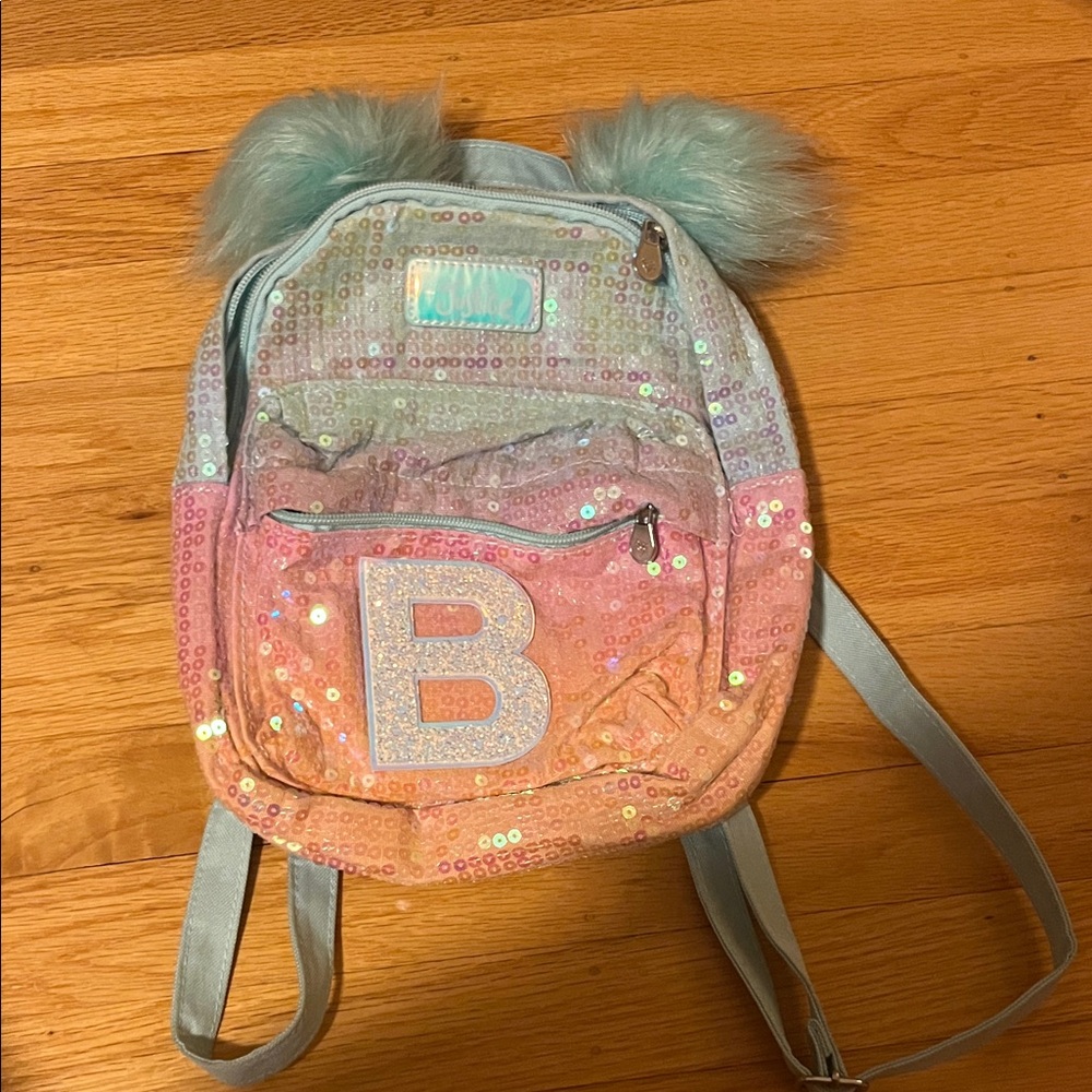 Sequin Kids Backpack with Ears - Pink and Blue